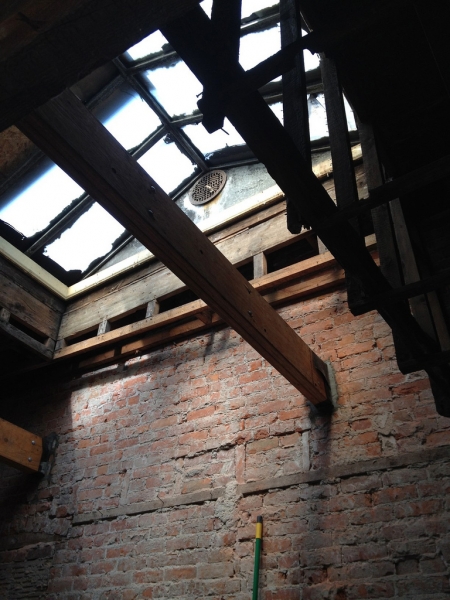 Original skylight that will be removed.