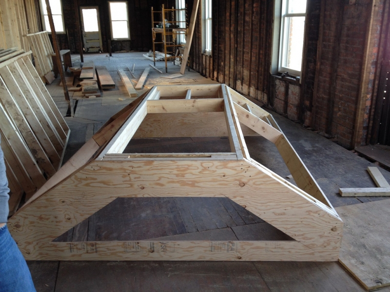 Building frames for bay windows.