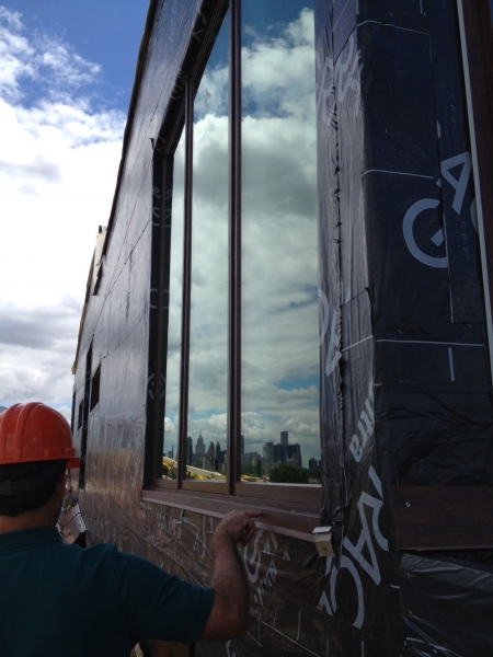 New windows are beginning to be installed in the rooftop cabins.