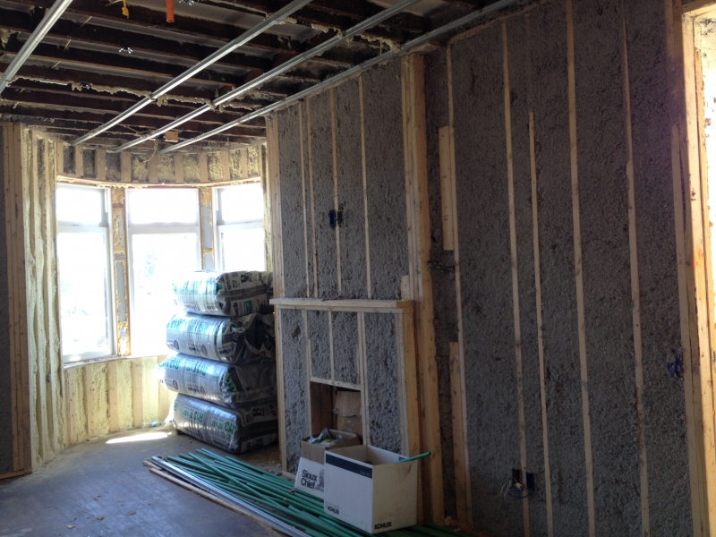 Cellulose in the walls for insulation.