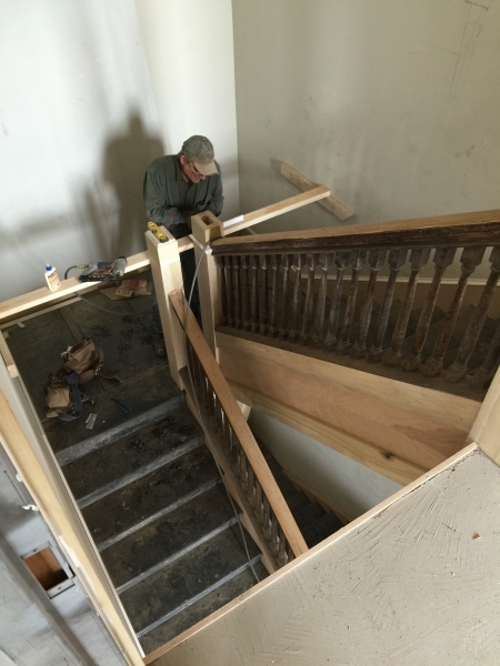 Ron rebuilding our historic front staircase