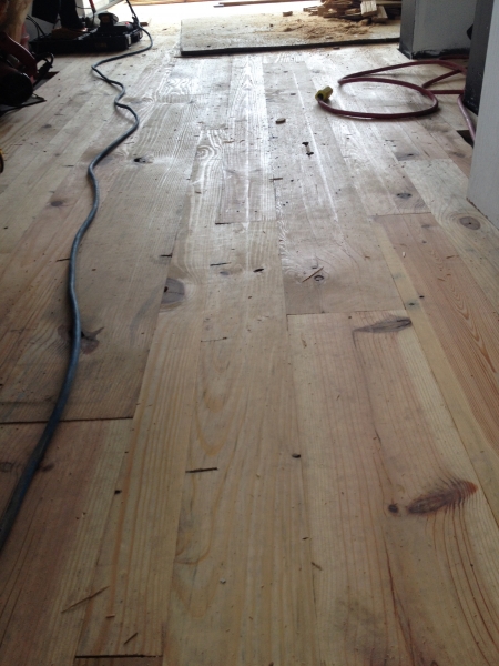 Reclaimed hardwood floor for rooftop cabins