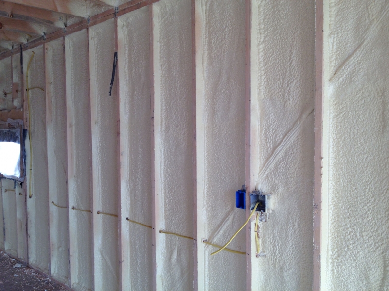 Foam insulation applied to the interior walls of the rooftop cabins.