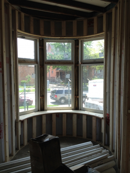 Progress on the bay windows as seen from the interior.