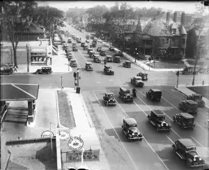 A historic photograph of the Cass Corridor, near the location of the El Moore.