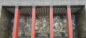 The exterior of the 1963 addition to the Main Branch of the Detroit Public Library; this entrance is on Cass Avenue, between Putnam and E. Kirby Streets.