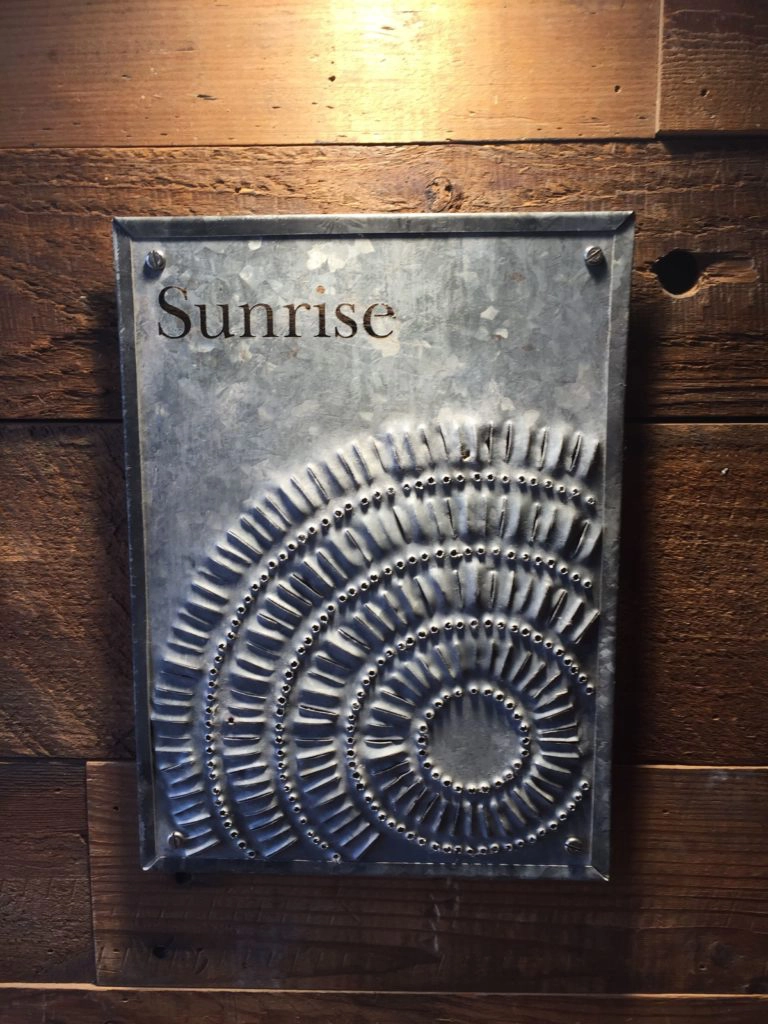 Sign for Sunrise cabin.